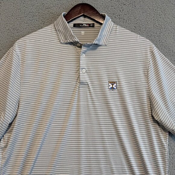 RLX Ralph Lauren Polo Shirt Mens Large KINLOCH Golf Gray Short Sleeve Button - Picture 2 of 16